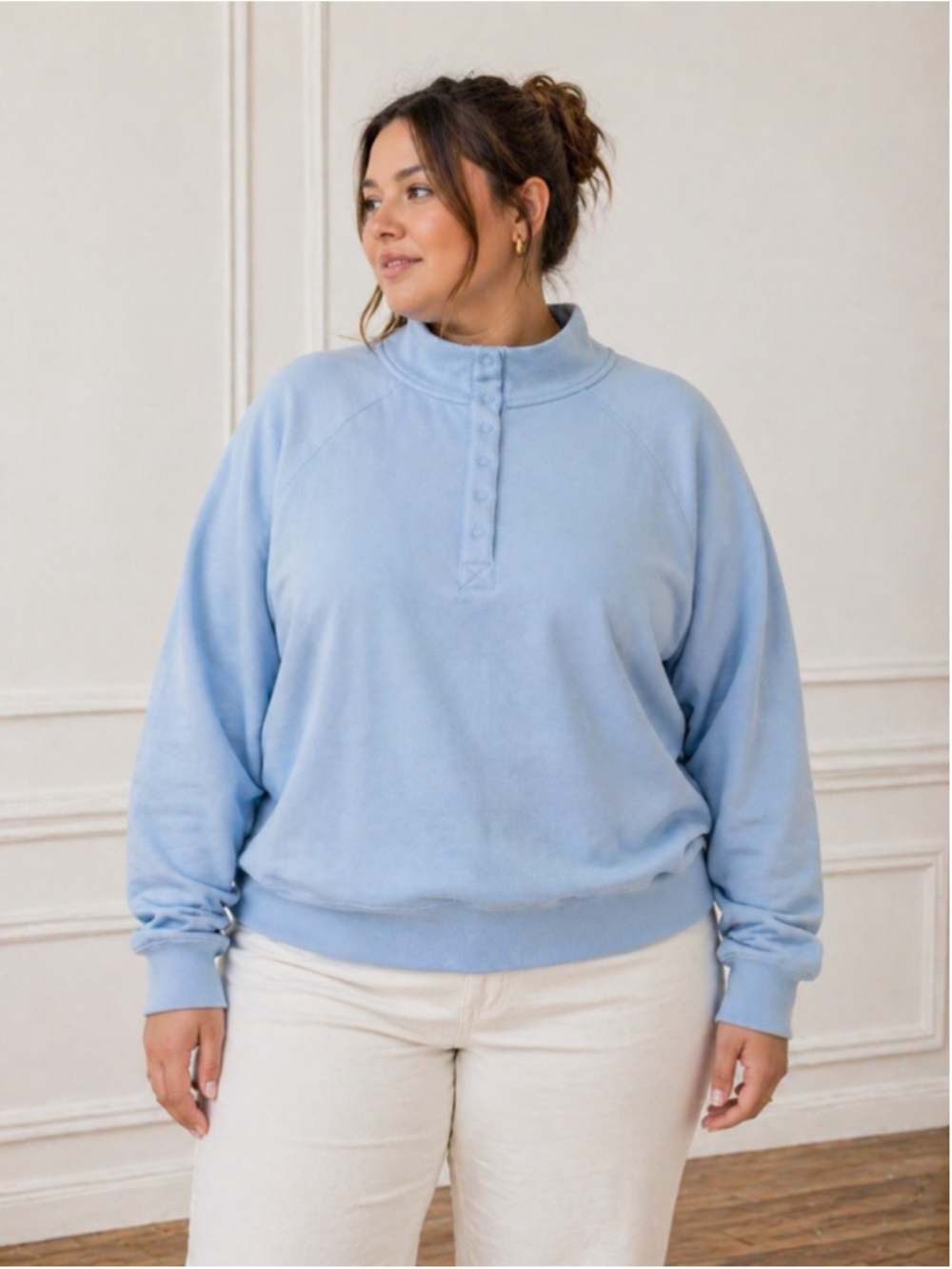 Women's Snap Mockneck
Popover Sweatshirt - Parke x
Target Light Blue‎ Size L/XL